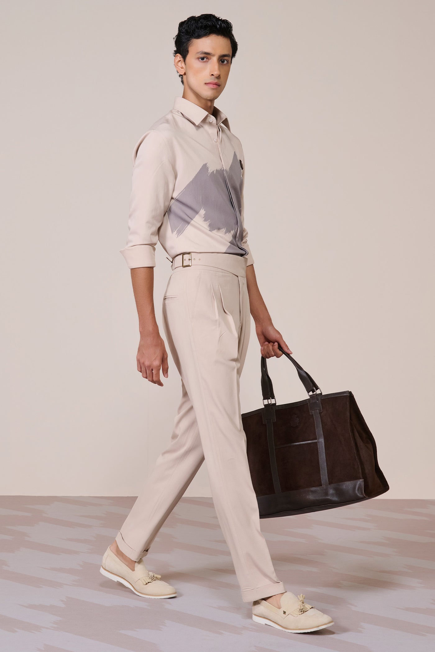 
Shantanu & Nikhil Menswear Ecru Printed Shirtl Shirt indian designer wear online shopping melange singapore