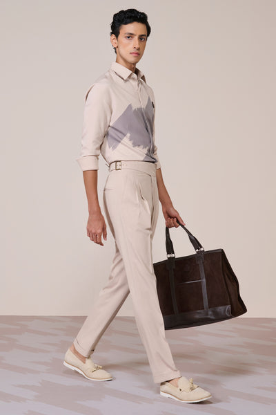 
Shantanu & Nikhil Menswear Ecru Printed Shirtl Shirt indian designer wear online shopping melange singapore