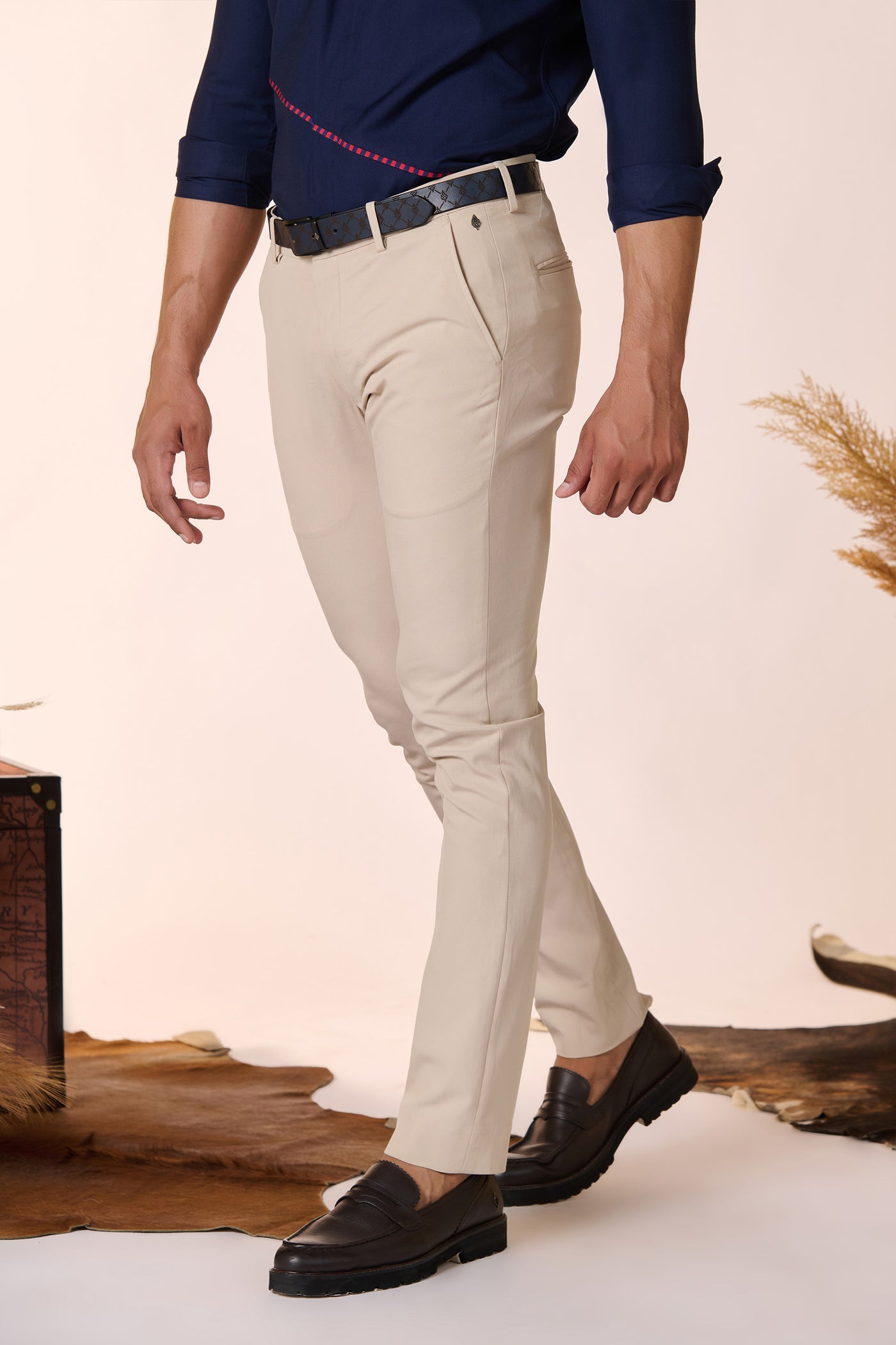 Shantanu & Nikhil Menswear Ecru Straight Leg Trousers indian designer wear online shopping melange singapore
