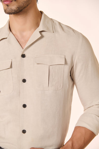 Shantanu & Nikhil Menswear Ecru Utility Shirt indian designer wear online shopping melange singapore
