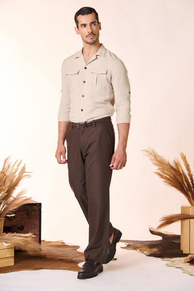 Shantanu & Nikhil Menswear Ecru Utility Shirt indian designer wear online shopping melange singapore