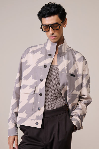 Shantanu & Nikhil Menswear Funnel Neck Printed Layering indian designer wear online shopping melange singapore