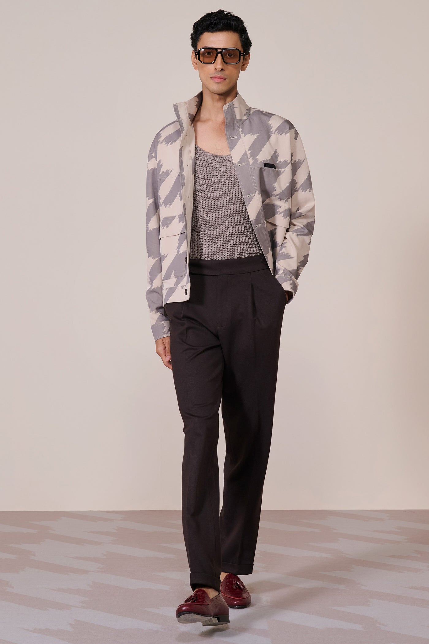 Funnel Neck Printed Layering
