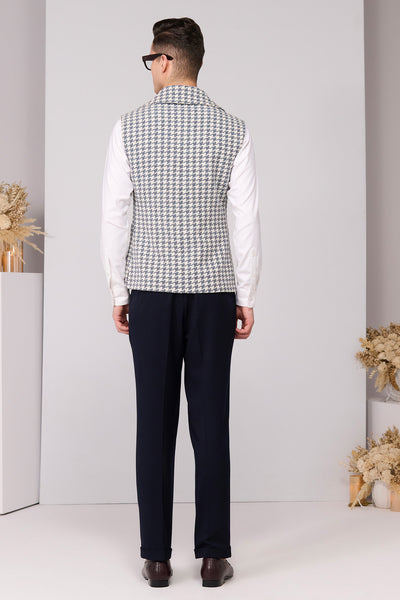 Shantanu & Nikhil Menswear Houndstooth Anti-Trend Zipped Waistcoat indian designer wear online shopping melange singapore 
