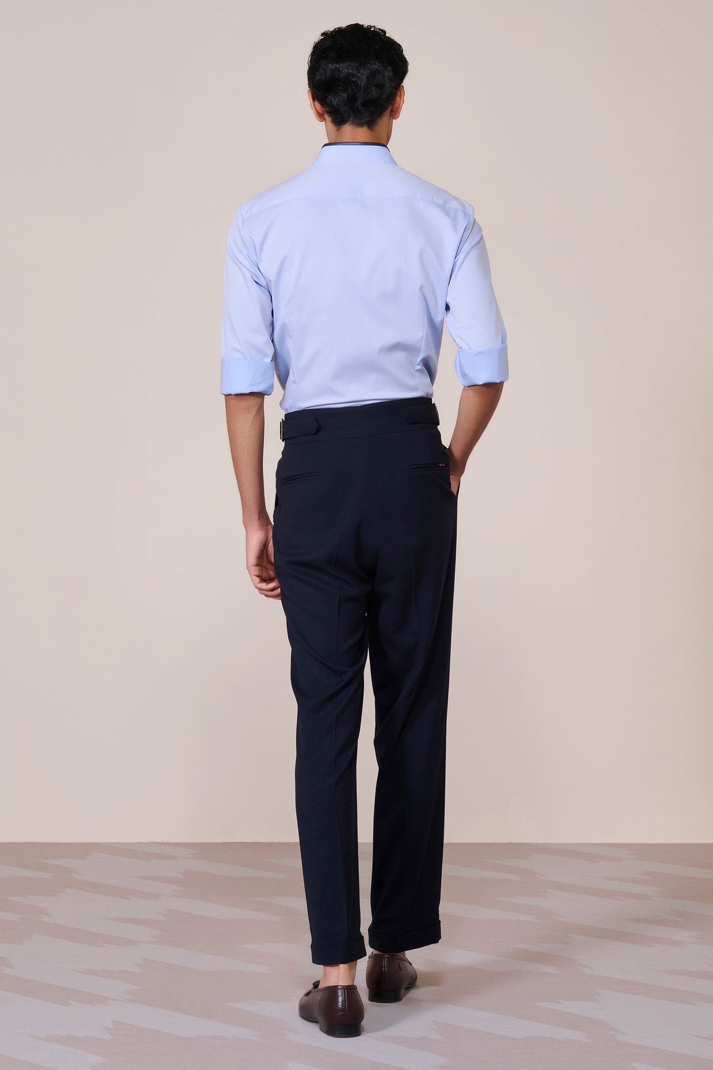 Shantanu & Nikhil Menswear Light Blue Eagle Crested Shirt indian designer wear online shopping melange singapore