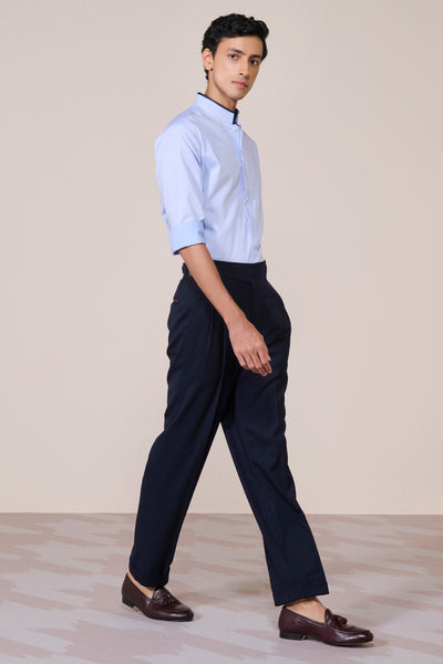 Shantanu & Nikhil Menswear Light Blue Eagle Crested Shirt indian designer wear online shopping melange singapore