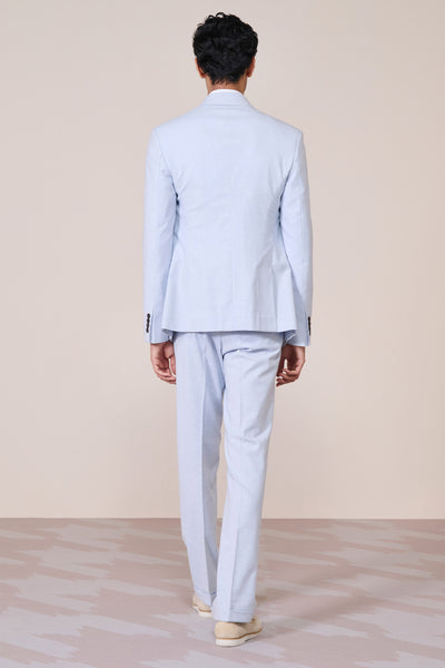Shantanu & Nikhil Menswear Light Blue Linen Jacket indian designer wear online shopping melange singapore