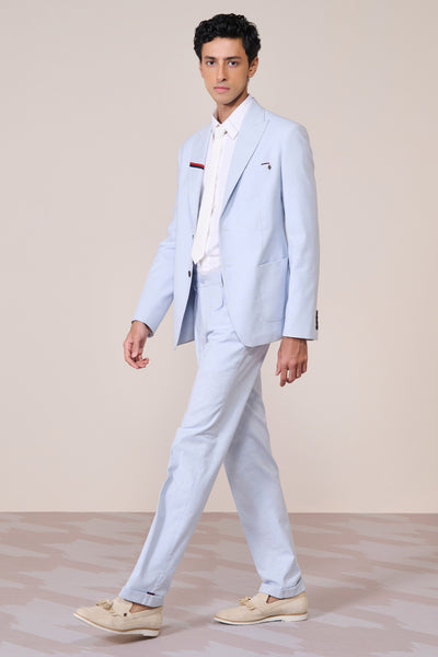 Shantanu & Nikhil Menswear Light Blue Linen Jacket indian designer wear online shopping melange singapore