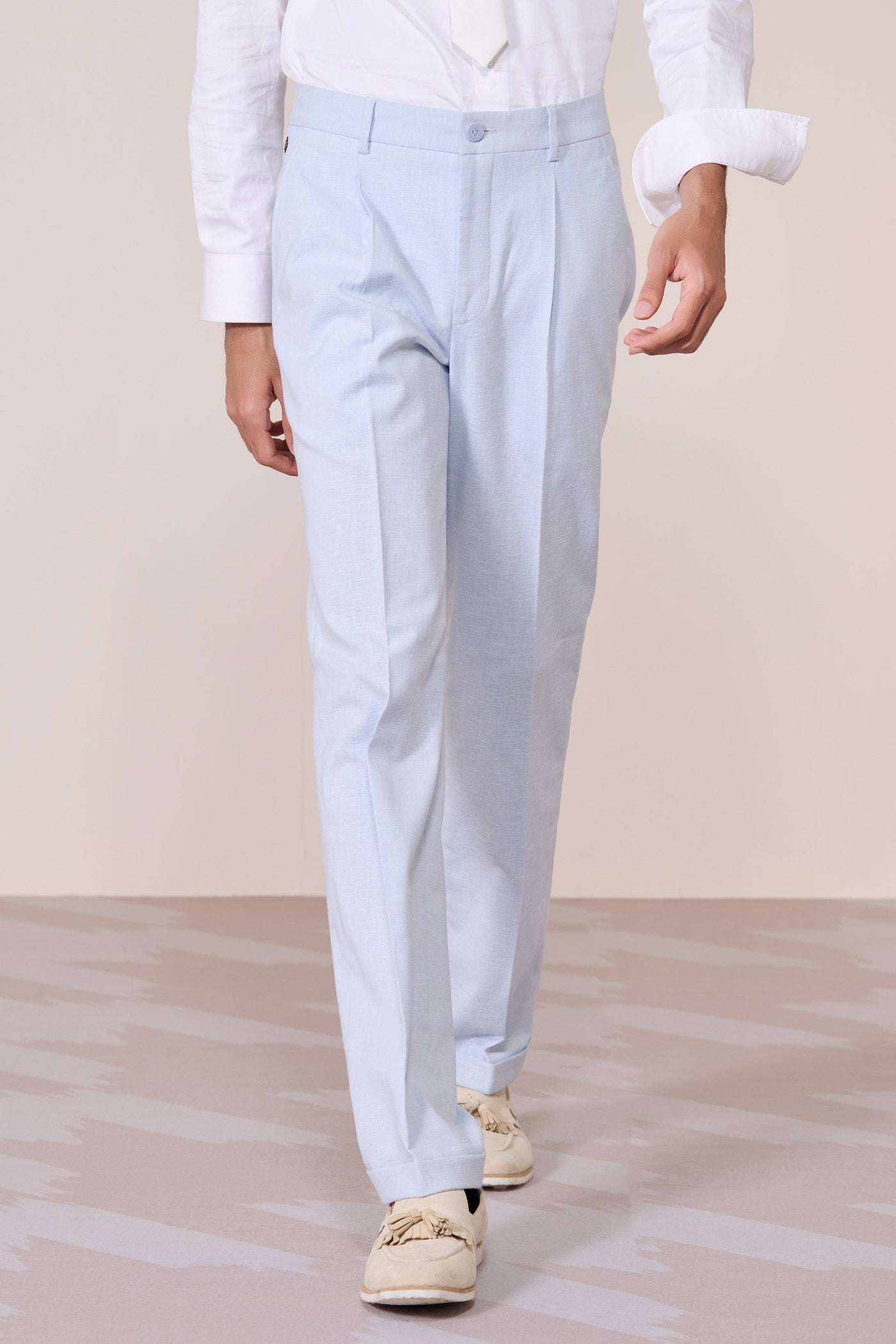 Shantanu & Nikhil Menswear Light Blue Linen Trousers indian designer wear online shopping melange singapore