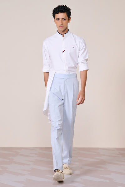 Shantanu & Nikhil Menswear Light Blue Linen Trousers indian designer wear online shopping melange singapore