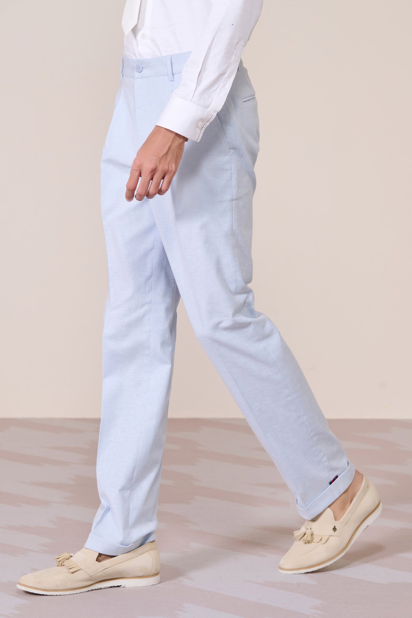 Shantanu & Nikhil Menswear Light Blue Linen Trousers indian designer wear online shopping melange singapore