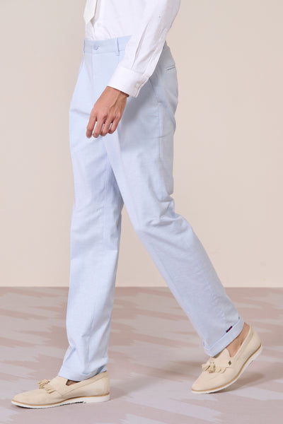 Shantanu & Nikhil Menswear Light Blue Linen Trousers indian designer wear online shopping melange singapore