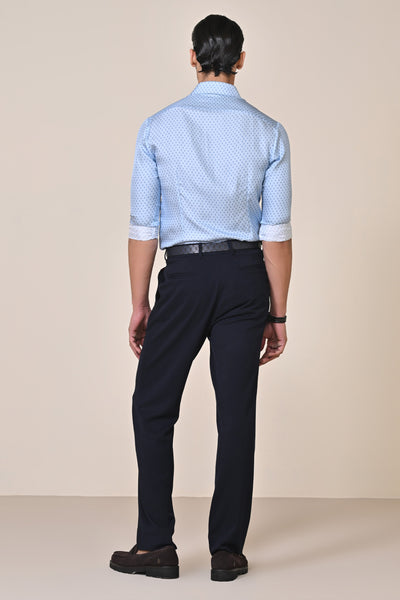 Shantanu & Nikhil Menswear Light Blue Silk Twill Adamas Shirt indian designer wear online shopping melange singapore
