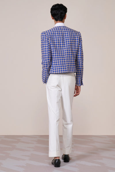 Shantanu & Nikhil Menswear Linen Slim Fit Kurta Racer Blue indian designer wear online shopping melange singapore