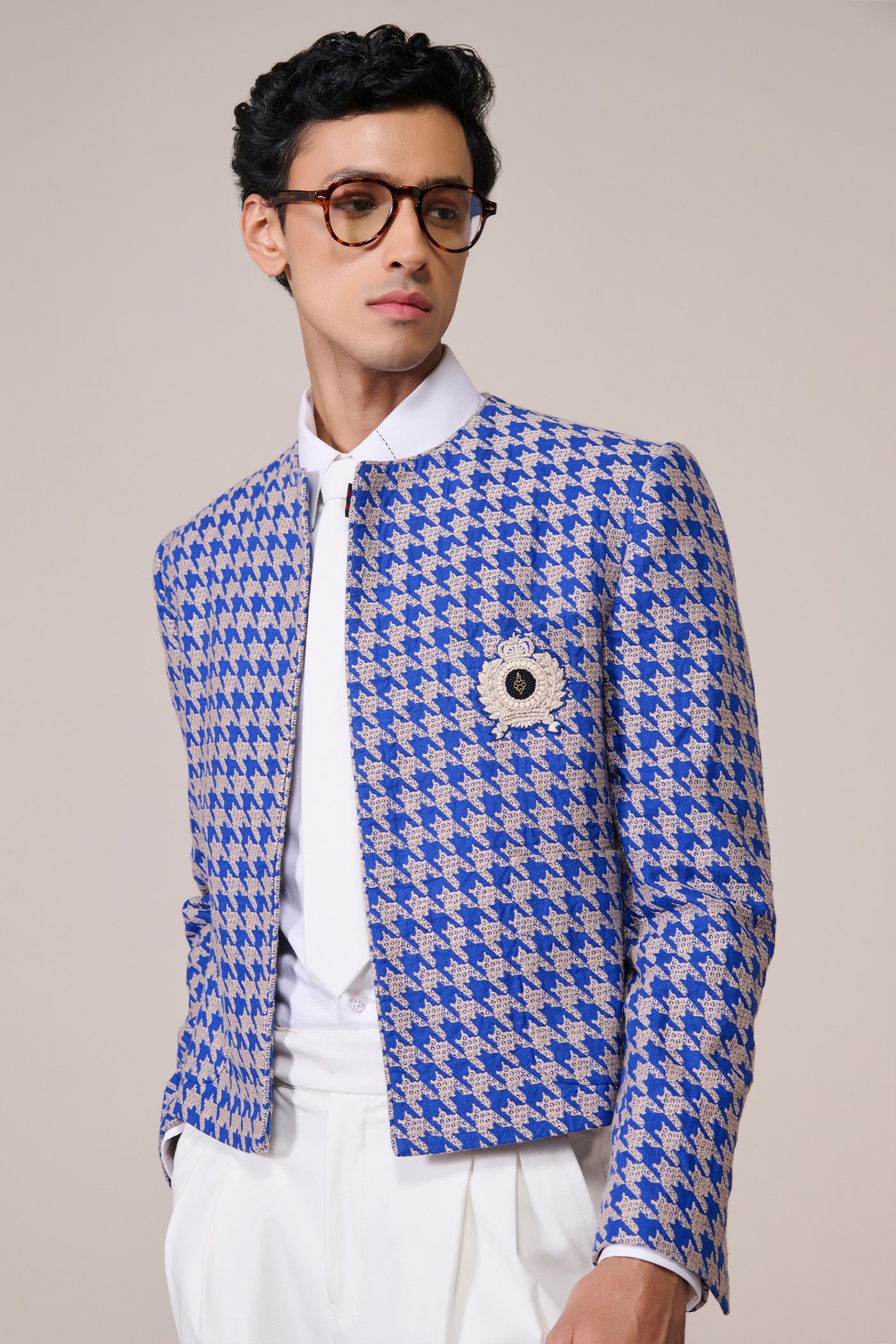 Shantanu & Nikhil Menswear Linen Slim Fit Kurta Racer Blue indian designer wear online shopping melange singapore
