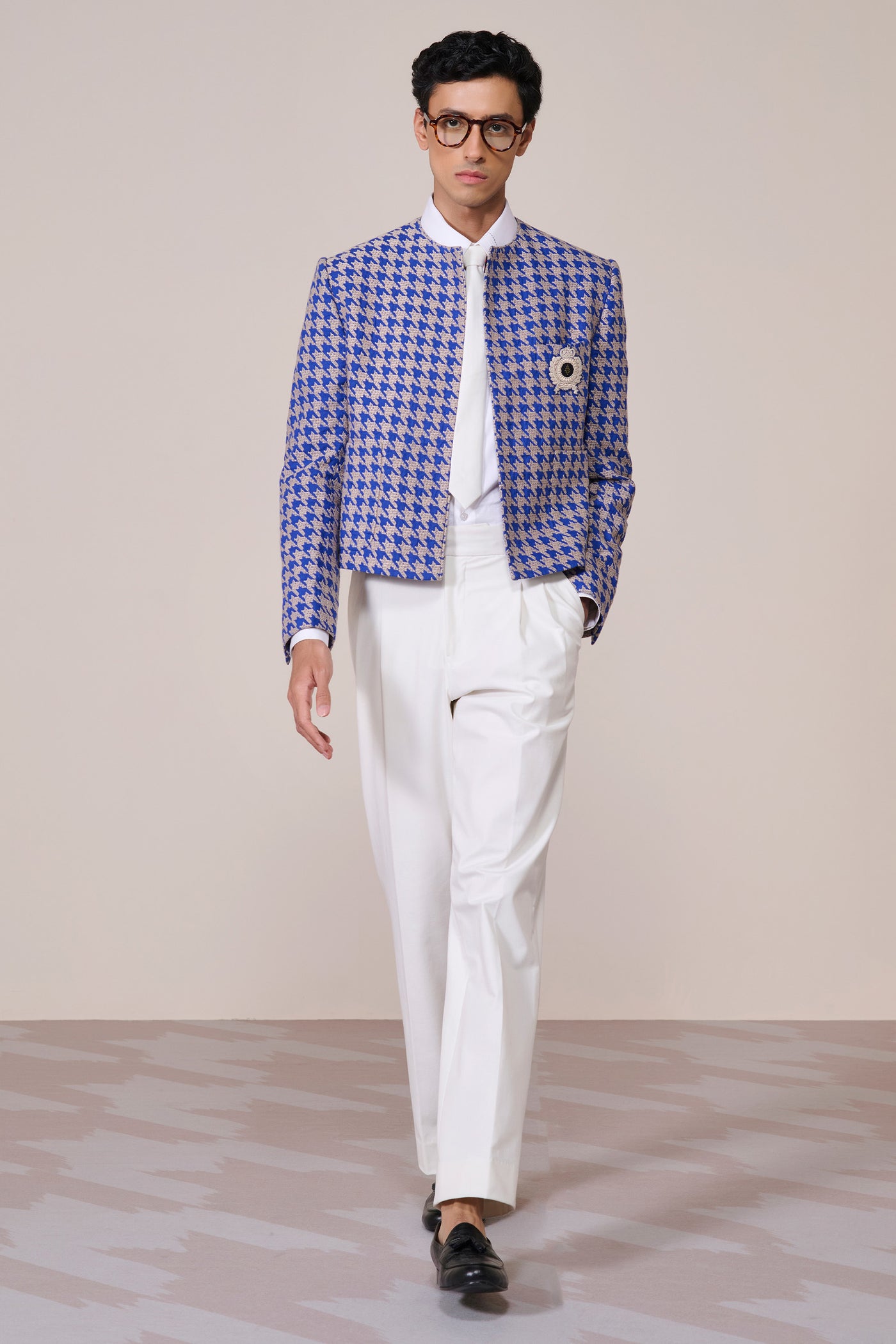 Shantanu & Nikhil Menswear Linen Slim Fit Kurta Racer Blue indian designer wear online shopping melange singapore