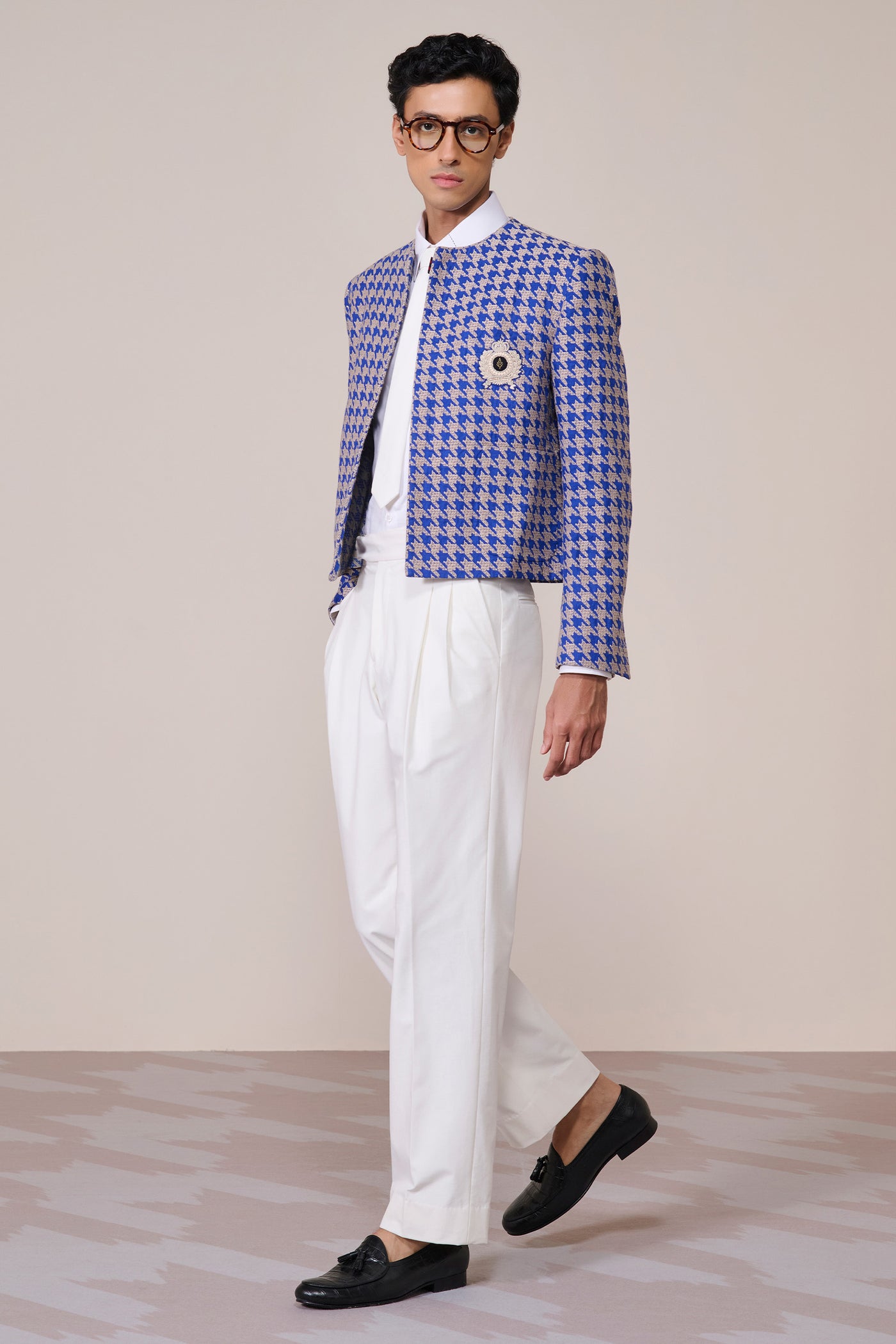 Shantanu & Nikhil Menswear Linen Slim Fit Kurta Racer Blue indian designer wear online shopping melange singapore
