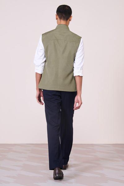 Shantanu & Nikhil Menswear Military Anti-Trend Crest Waistcoat indian designer wear online shopping melange singapore
