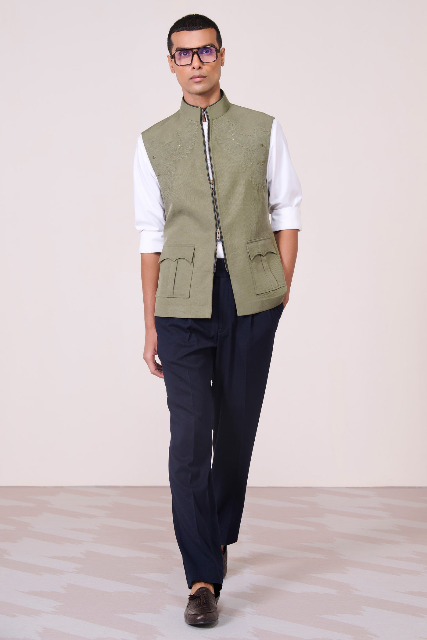 Shantanu & Nikhil Menswear Military Anti-Trend Crest Waistcoat indian designer wear online shopping melange singapore