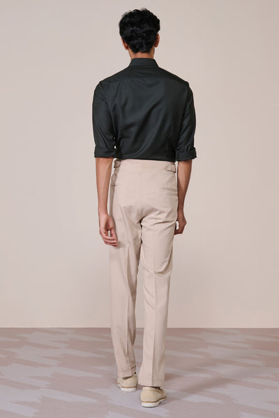 Shantanu & Nikhil Menswear Military Green Band Collar Shirt indian designer wear online shopping melange singapore