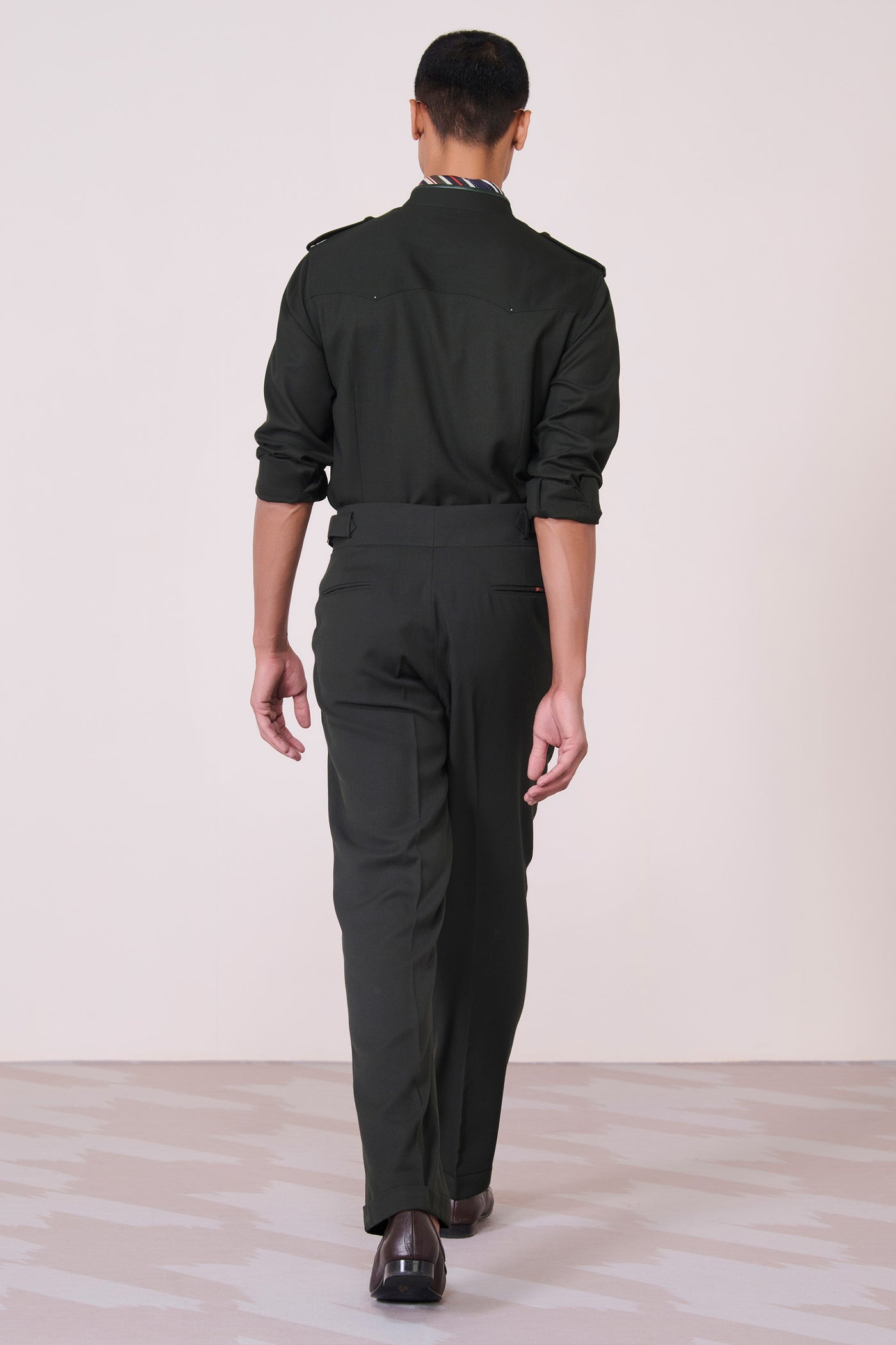 Shantanu & Nikhil Menswear Military Green Cargo Shirt indian designer wear online shopping melange singapore