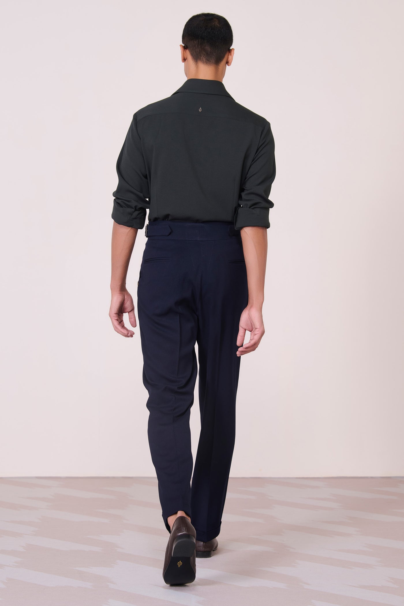Shantanu & Nikhil Menswear Military Green Colour Block Shirt indian designer wear online shopping melange singapore