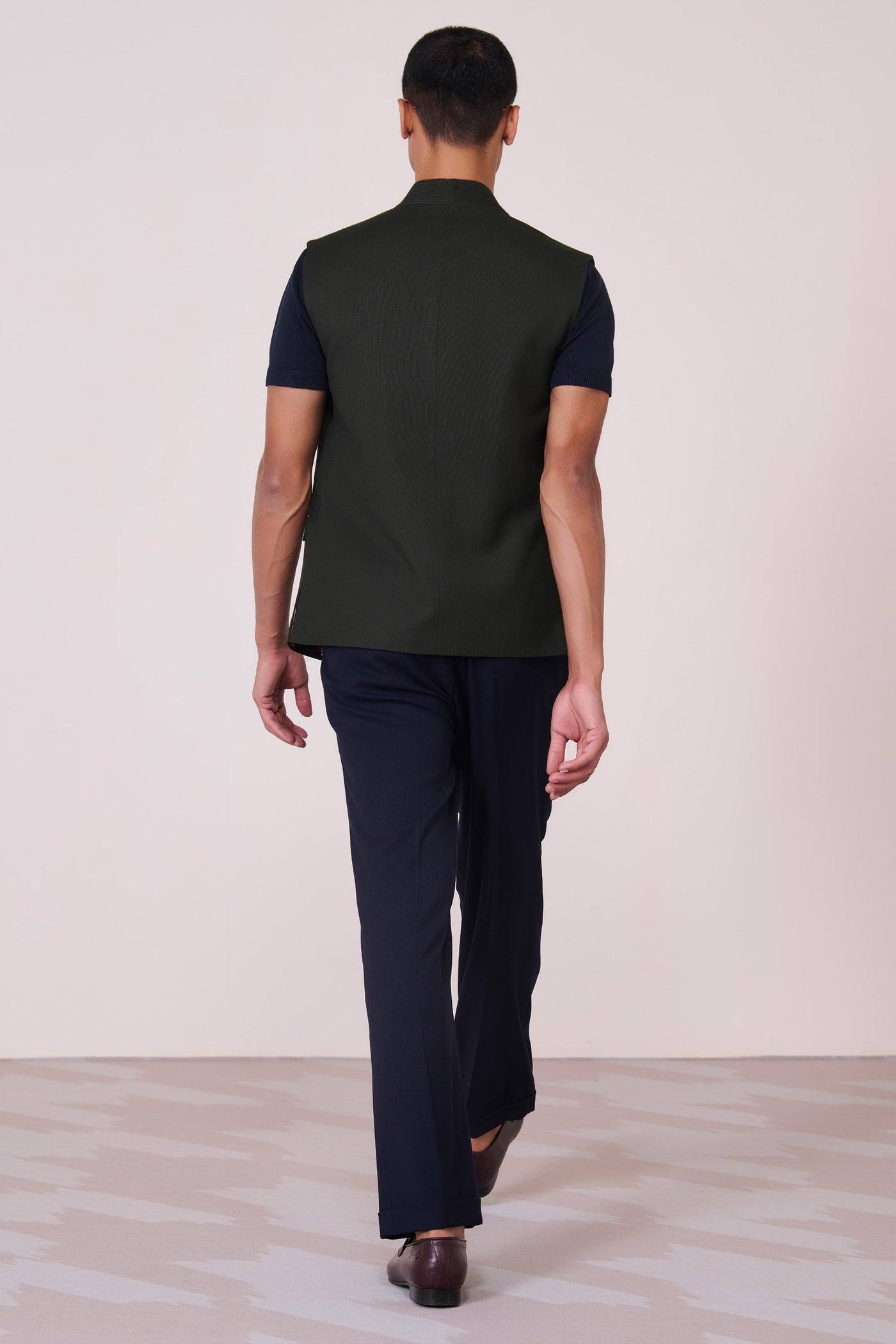 Shantanu & Nikhil Menswear Military Green Embroidered Waistcoat indian designer wear online shopping melange singapore
