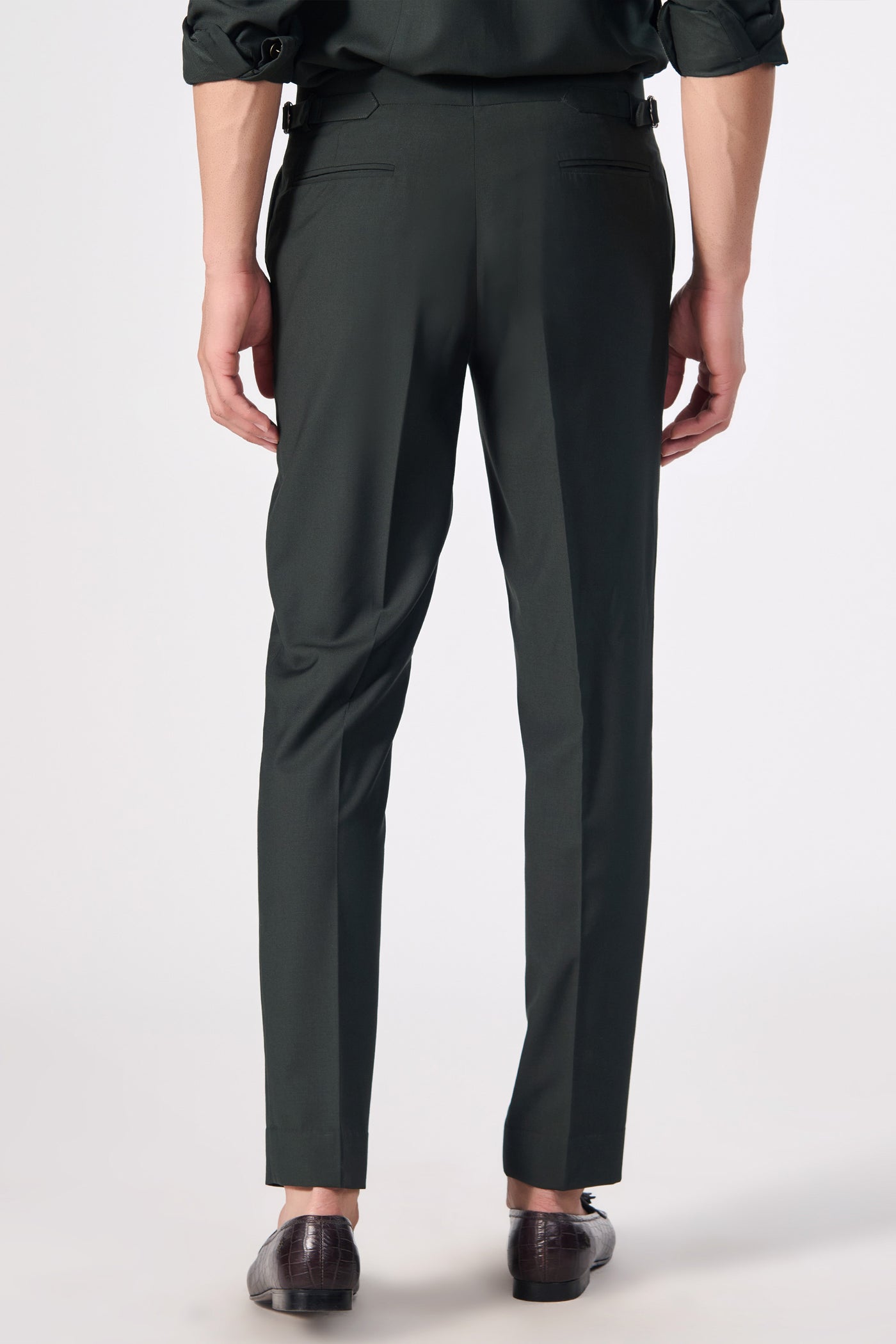 Shantanu & Nikhil Menswear Military Green Flexi-waist Trousers indian designer wear online shopping melange singapore