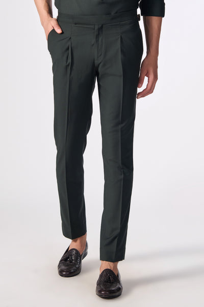 Shantanu & Nikhil Menswear Military Green Flexi-waist Trousers indian designer wear online shopping melange singapore