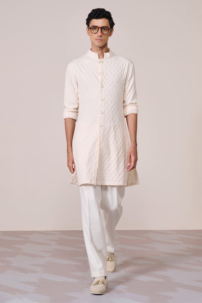 Shantanu & Nikhil Menswear Navy Adamas Embroidered Kurta indian designer wear online shopping melange singapore