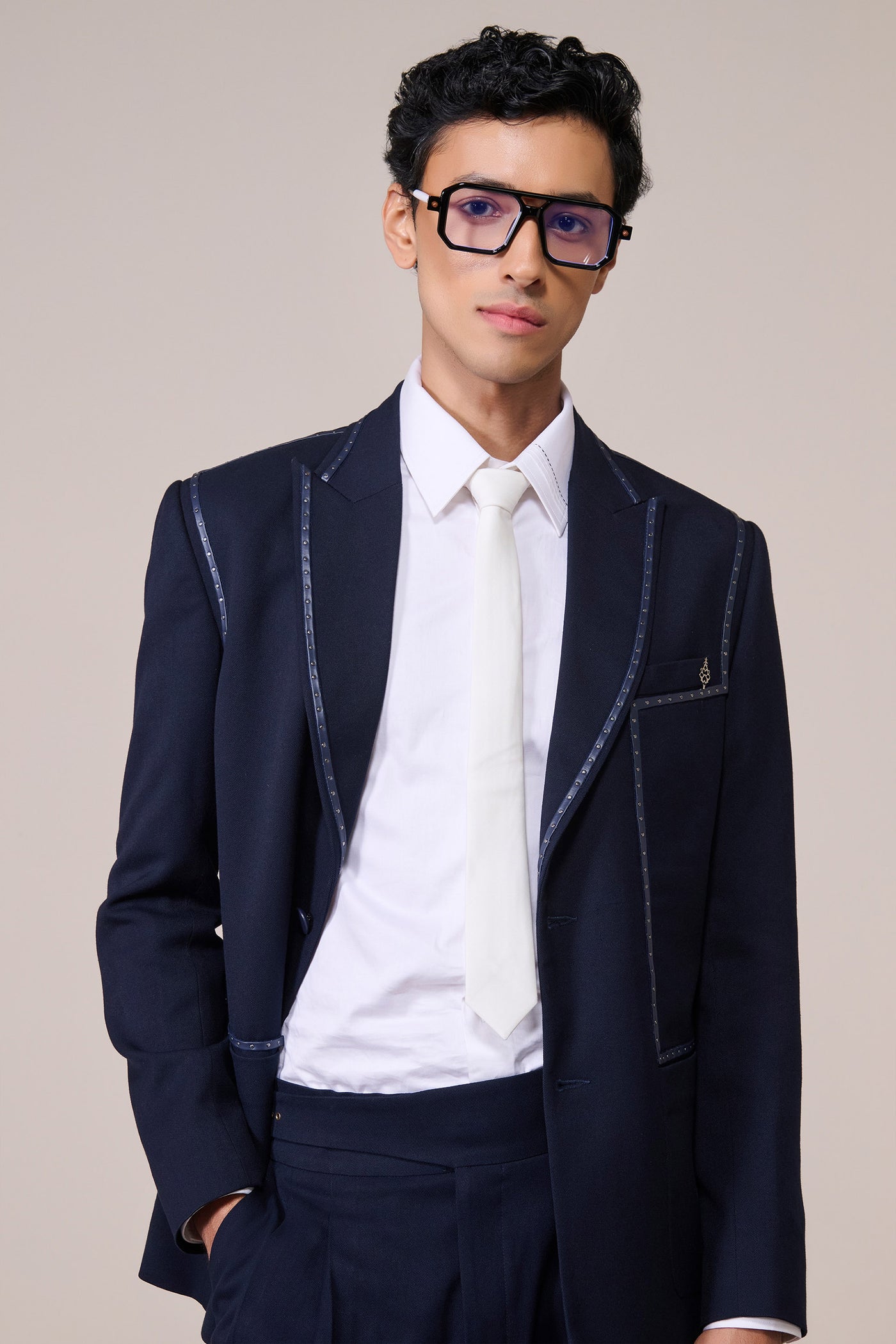Shantanu & Nikhil Menswear Navy Anti-Trend Jacket indian designer wear online shopping melange singapore
