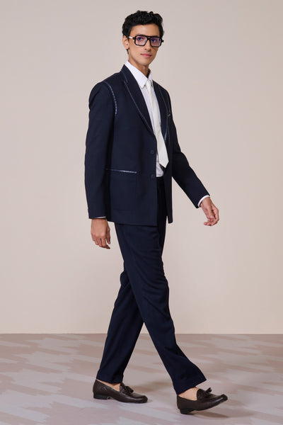 Shantanu & Nikhil Menswear Navy Anti-Trend Jacket indian designer wear online shopping melange singapore