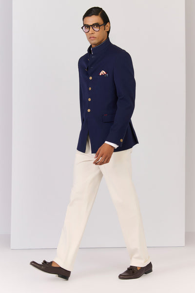 Shantanu & Nikhil Menswear Navy Bandhgala Jacket indian designer wear online shopping melange singapore 