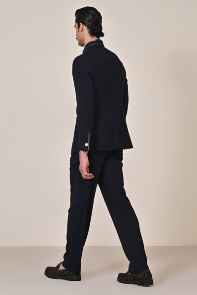 Shantanu & Nikhil Menswear Navy Bandhgala with Patch Pocket indian designer wear online shopping melange singapore