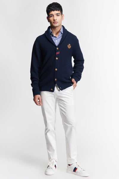 Shantanu & Nikhil Menswear Navy Cardigan indian designer wear online shopping melange singapore