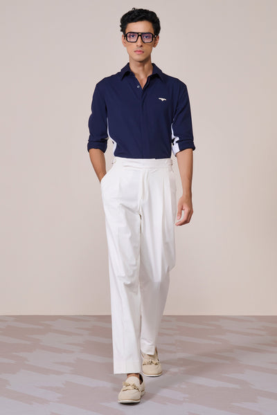Shantanu & Nikhil Menswear Navy Colour Block Shirt indian designer wear online shopping melange singapore