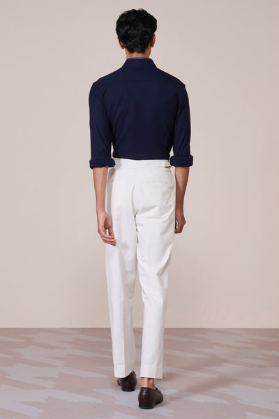 Shantanu & Nikhil Menswear Navy Cotton Crested Shirt indian designer wear online shopping melange singapore