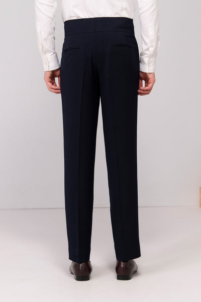 Shantanu & Nikhil Menswear Navy Cross Flap Trousers indian designer wear online shopping melange singapore 
