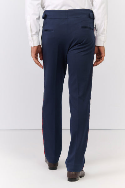 Shantanu & Nikhil Menswear Navy Cross Flap Trousers with Tape Detailing indian designer wear online shopping melange singapore 