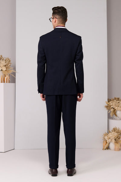 Shantanu & Nikhil Menswear Navy Jacket With Red Thread Work indian designer wear online shopping melange singapore