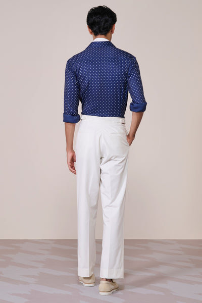 Shantanu & Nikhil Menswear Navy Print Poly Jersey Shirt indian designer wear online shopping melange singapore