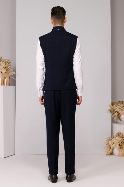 Shantanu & Nikhil Menswear Navy Quilted Waistcoat indian designer wear online shopping melange singapore