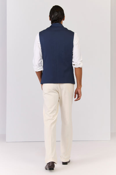 Shantanu & Nikhil Menswear Navy Waistcoat with Metallic Buttons indian designer wear online shopping melange singapore 