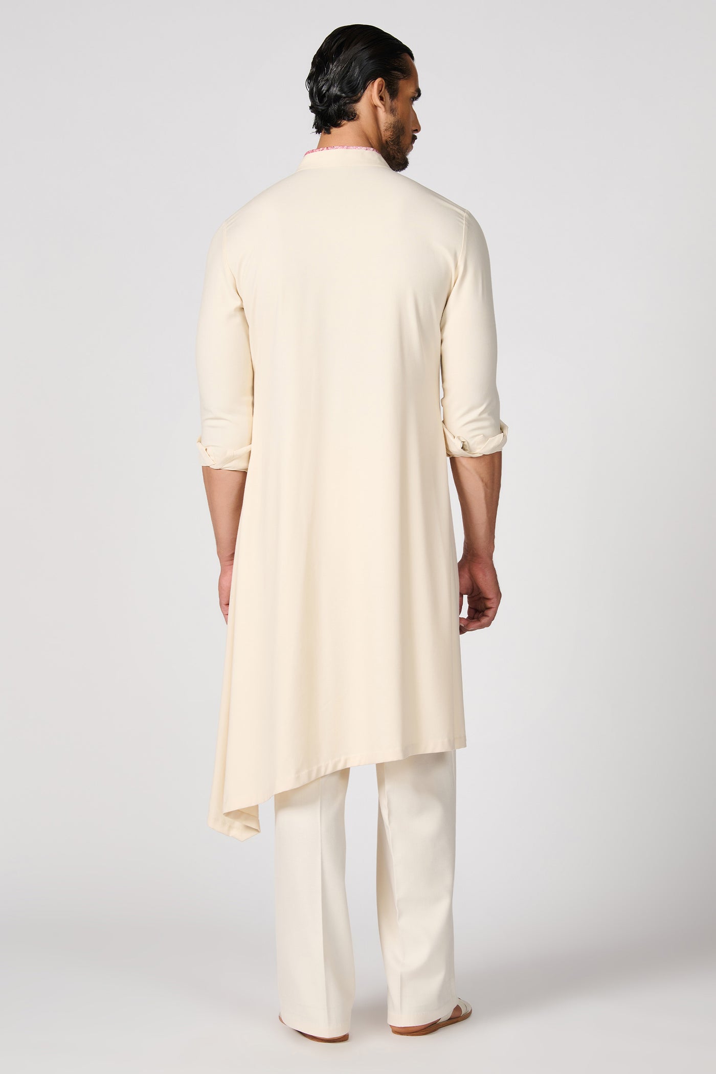 Shantanu & Nikhil Menswear Off- White Asymmetric Kurta indian designer wear online shopping melange singapore