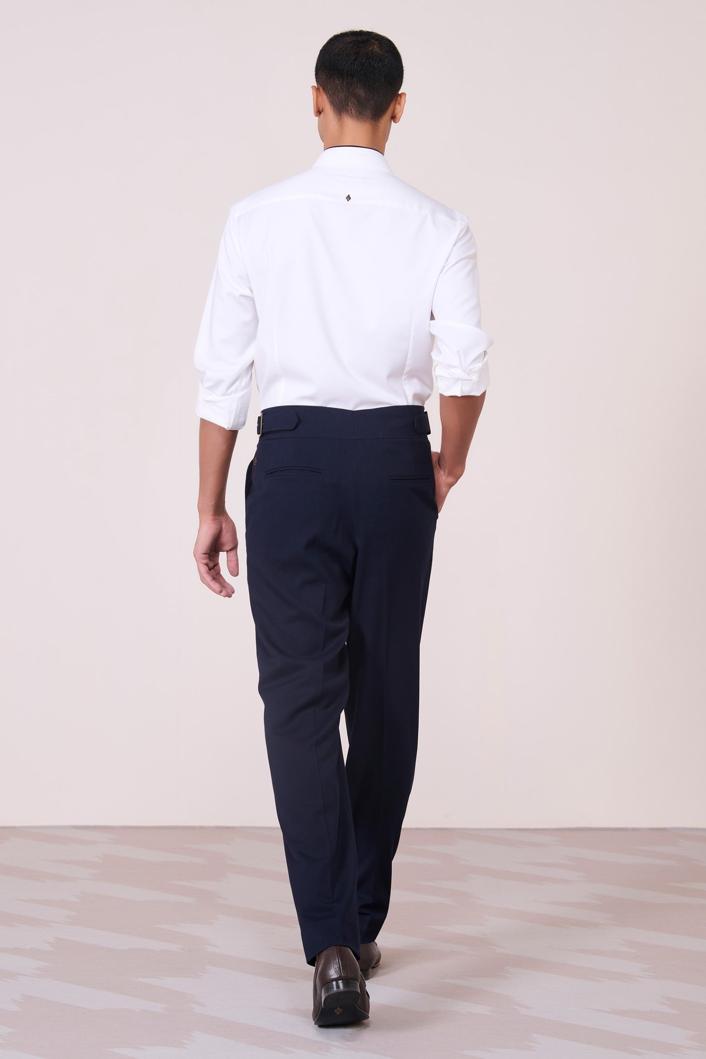 Shantanu & Nikhil Menswear Off-White Band Collar Shirt with Thread Detail indian designer wear online shopping melange singapore