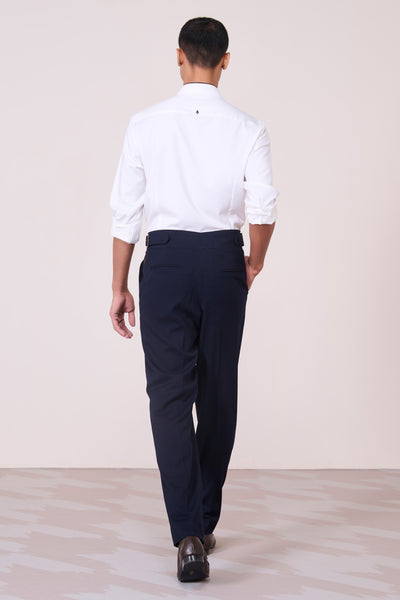 Shantanu & Nikhil Menswear Off-White Band Collar Shirt with Thread Detail indian designer wear online shopping melange singapore