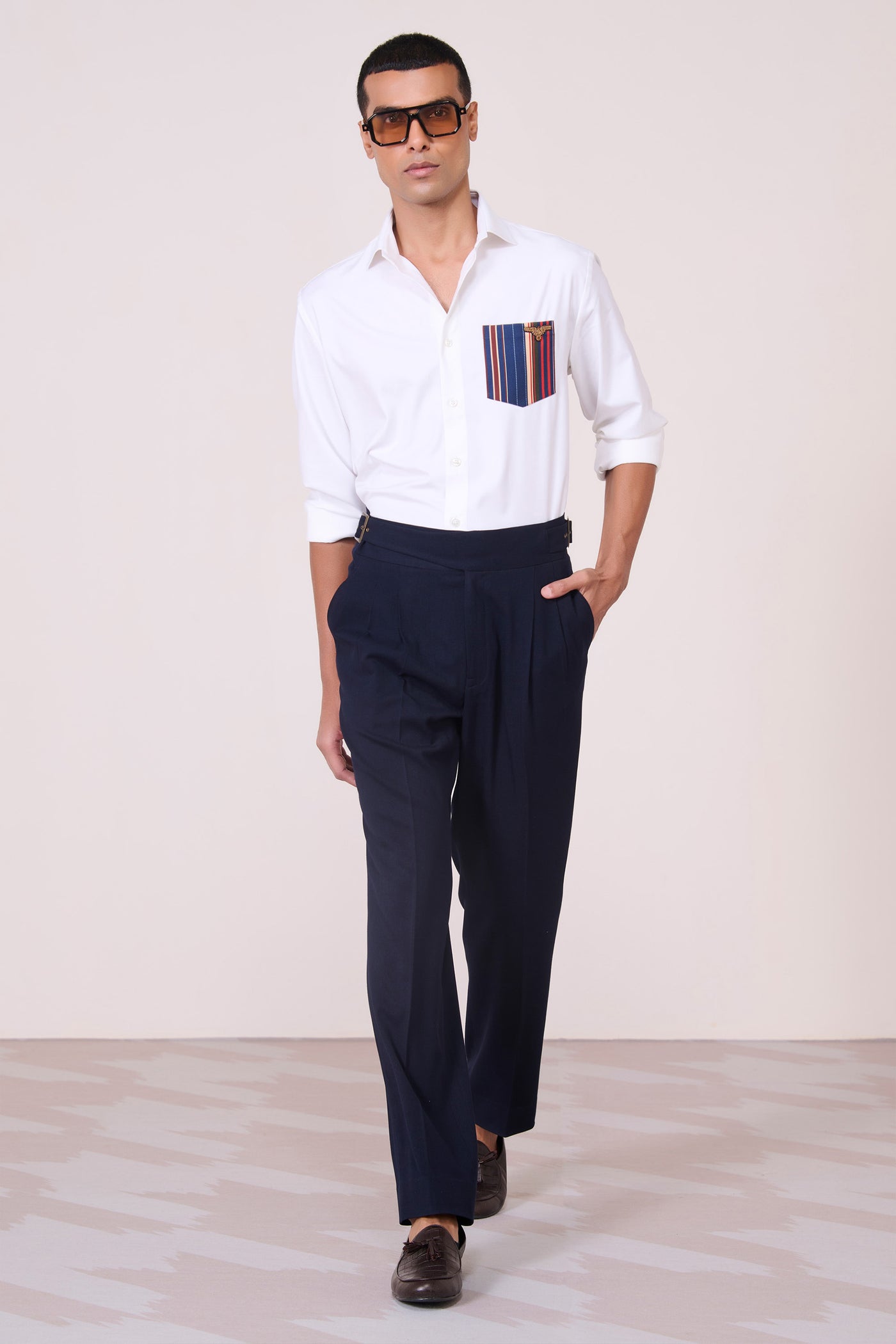 Shantanu & Nikhil Menswear Off-White Shirt with Printed Pocket indian designer wear online shopping melange singapore
