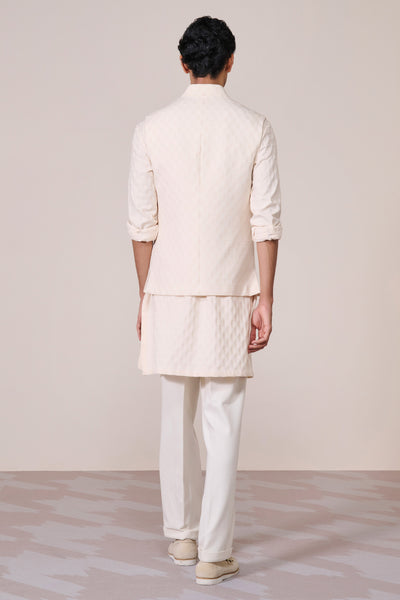 Shantanu & Nikhil Menswear Off White Adamas Embroidered Waistcoat indian designer wear online shopping melange singapore
