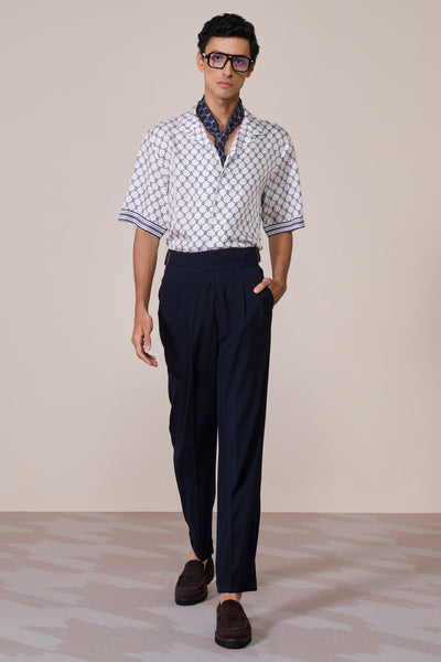 Shantanu & Nikhil Menswear Off White Adamas Twill Silk Shirt ndian designer wear online shopping melange singapore