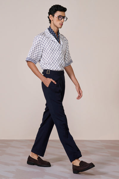Shantanu & Nikhil Menswear Off White Adamas Twill Silk Shirt ndian designer wear online shopping melange singapore